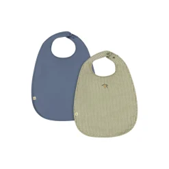 2 Pack Dinner Bib, tea stripe/flint stone