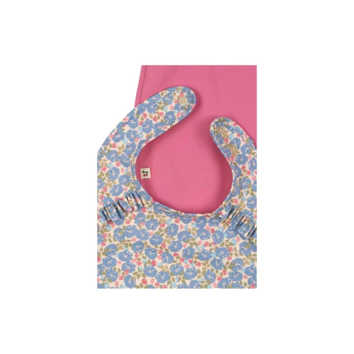 2 Pack Dinner Bib With Frill, fleur rosier/chateau rose