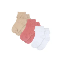 3 Pack Frill Socks, sand/optic white/raspberry