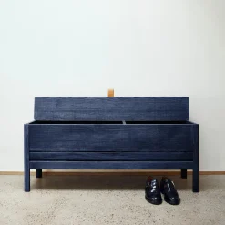 A Line Storage Bench, indigo blue