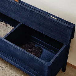 A Line Storage Bench, indigo blue