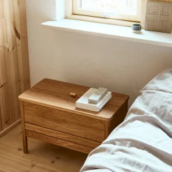 A Line Storage Bench, oak