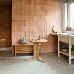 A Line Storage Bench, oak