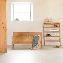 A Line Storage Bench, oak