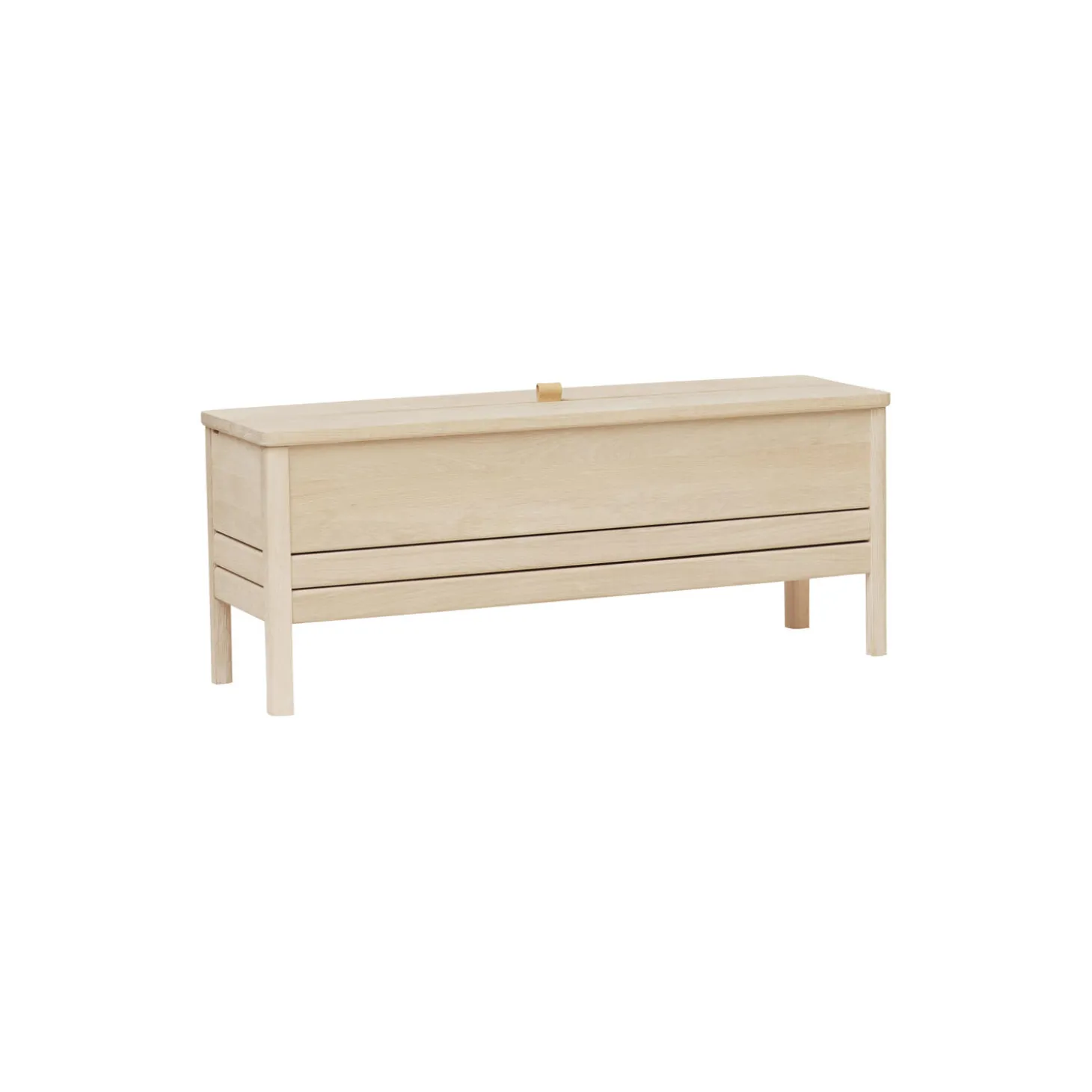 A Line Storage Bench, white oak