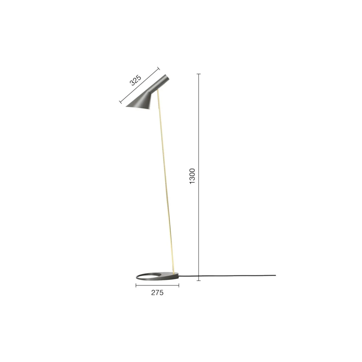 AJ gulvlampe, brass/warm grey