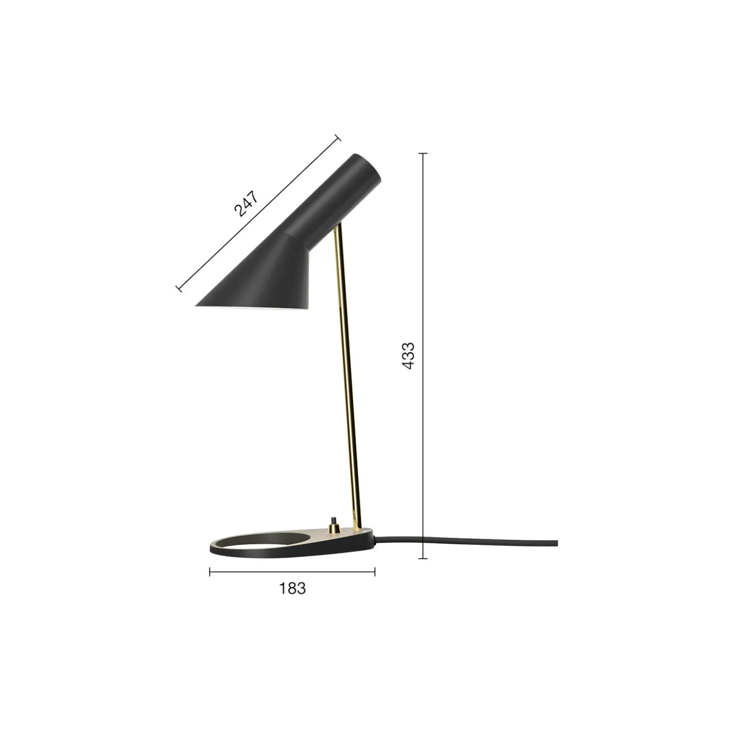 AJ Mini bordlampe, brass/black