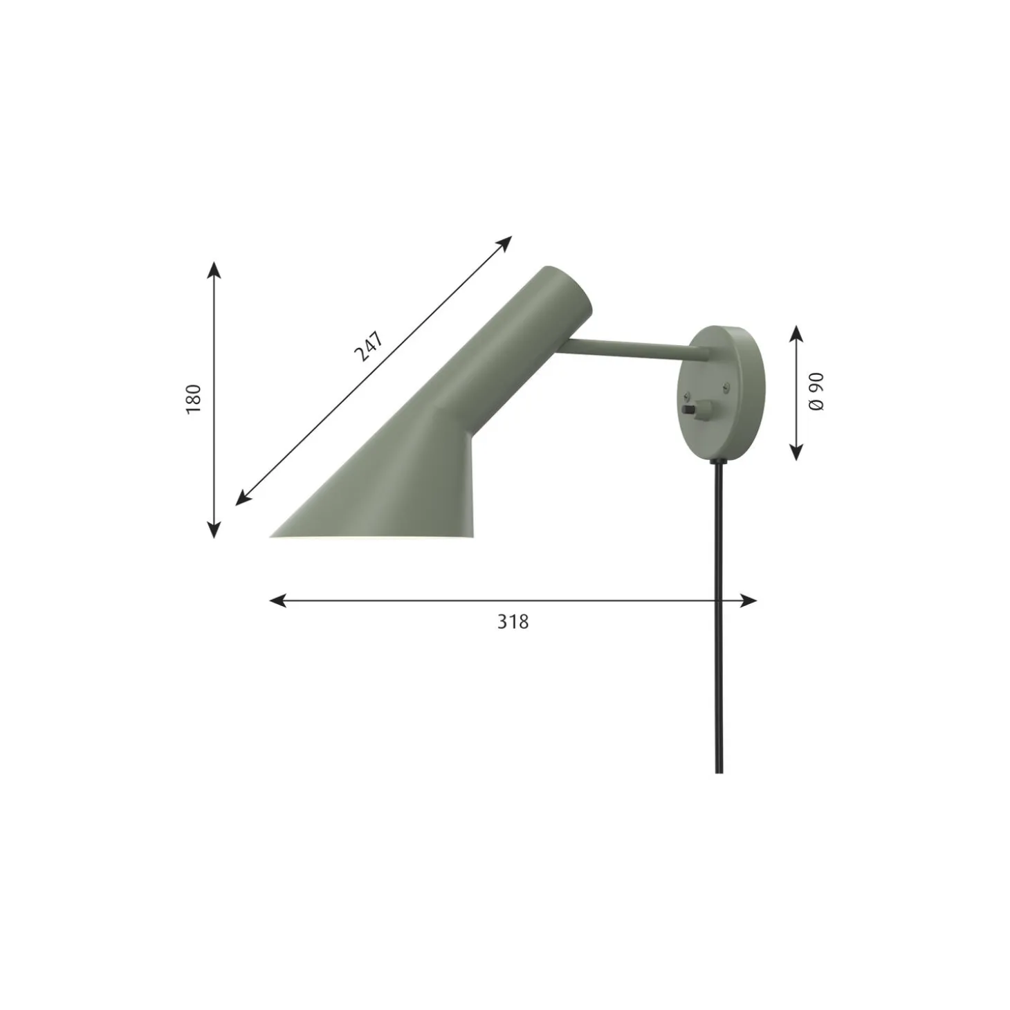 AJ væglampe, pale petroleum