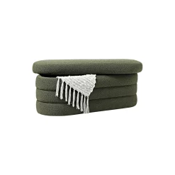 Alto bænk med opbavaring, bouclé mørkegrøn