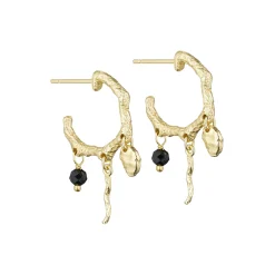 Andrea foil øreringe, guldbelagt/black onyx