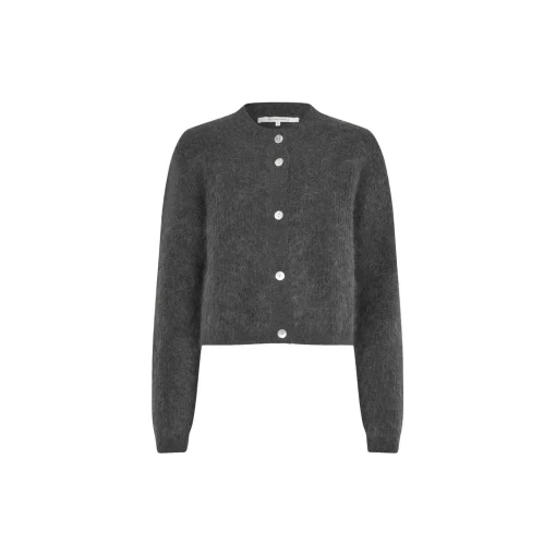 Andrea Knit Rib LS Cardigan, volcanic ash