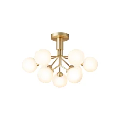 Apiales 9 Ceiling Lamp, brushed brass/opal