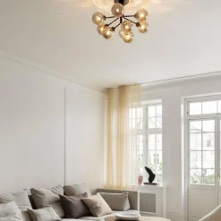 Apiales 9 Ceiling Lamp, satin black/optic smoked