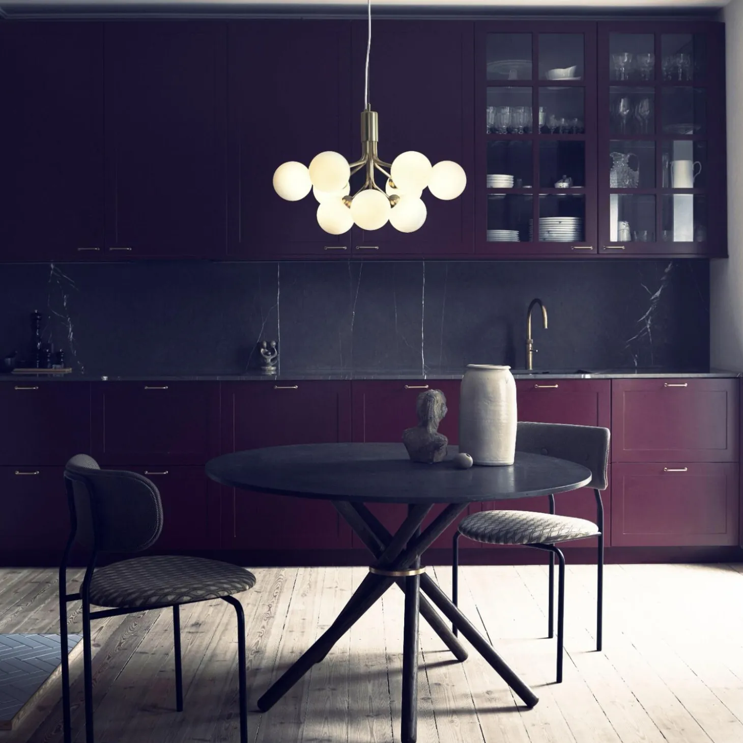 Apiales 9 Pendant, brushed brass/opal