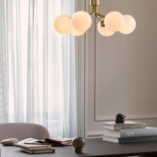 Apiales 6 Pendant, brushed brass/opal