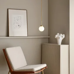 Apiales 1 Small Pendant, brushed brass/opal