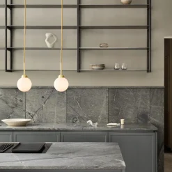 Apiales 1 Small Pendant, brushed brass/opal