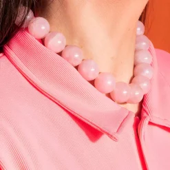 ARCADE FORTUNE CHOKER HALSKÆDE, forgyldt/rosakvarts