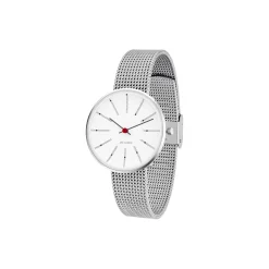 Bankers armbåndsur, white/steel/matt steel