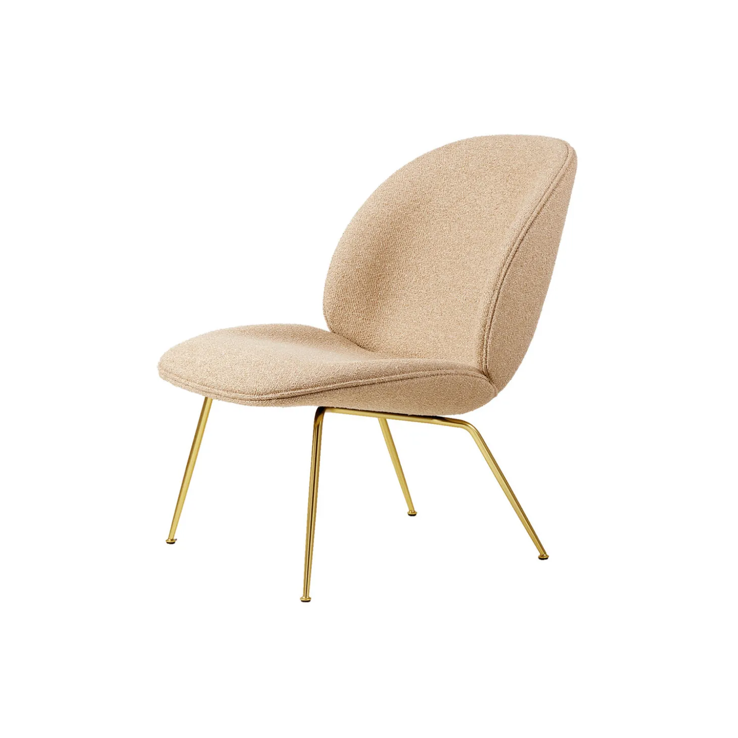 Beetle Lounge Chair Fully Upholstered, Around Bouclé 004/brass semi matt