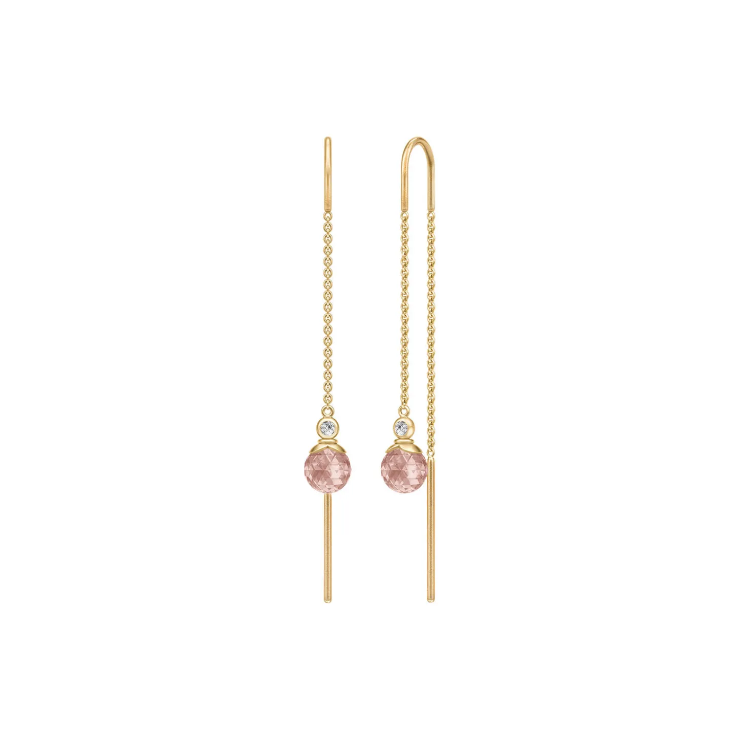 Berry Chain Earring, gold/turmalin rose