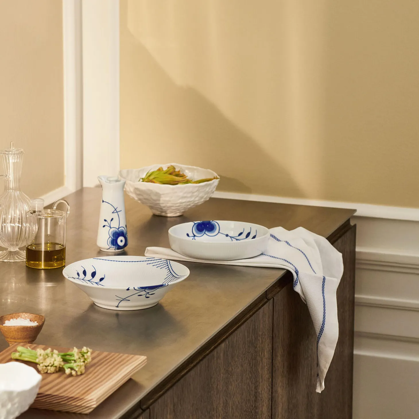 Blå Mega Riflet dyb tallerken Ø 21 cm