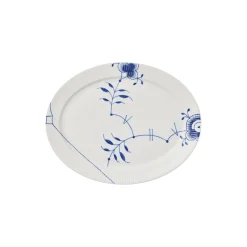 Blå Mega Riflet Ovalt Fad 35 cm