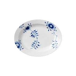 Blå Mega Riflet Ovalt Fad 36,5 cm