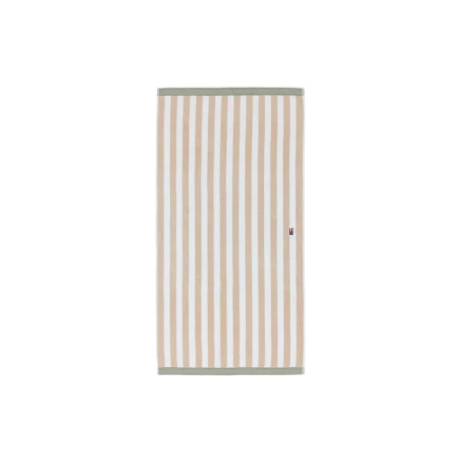 Block Striped Towel, moonbeam/white/vintage green