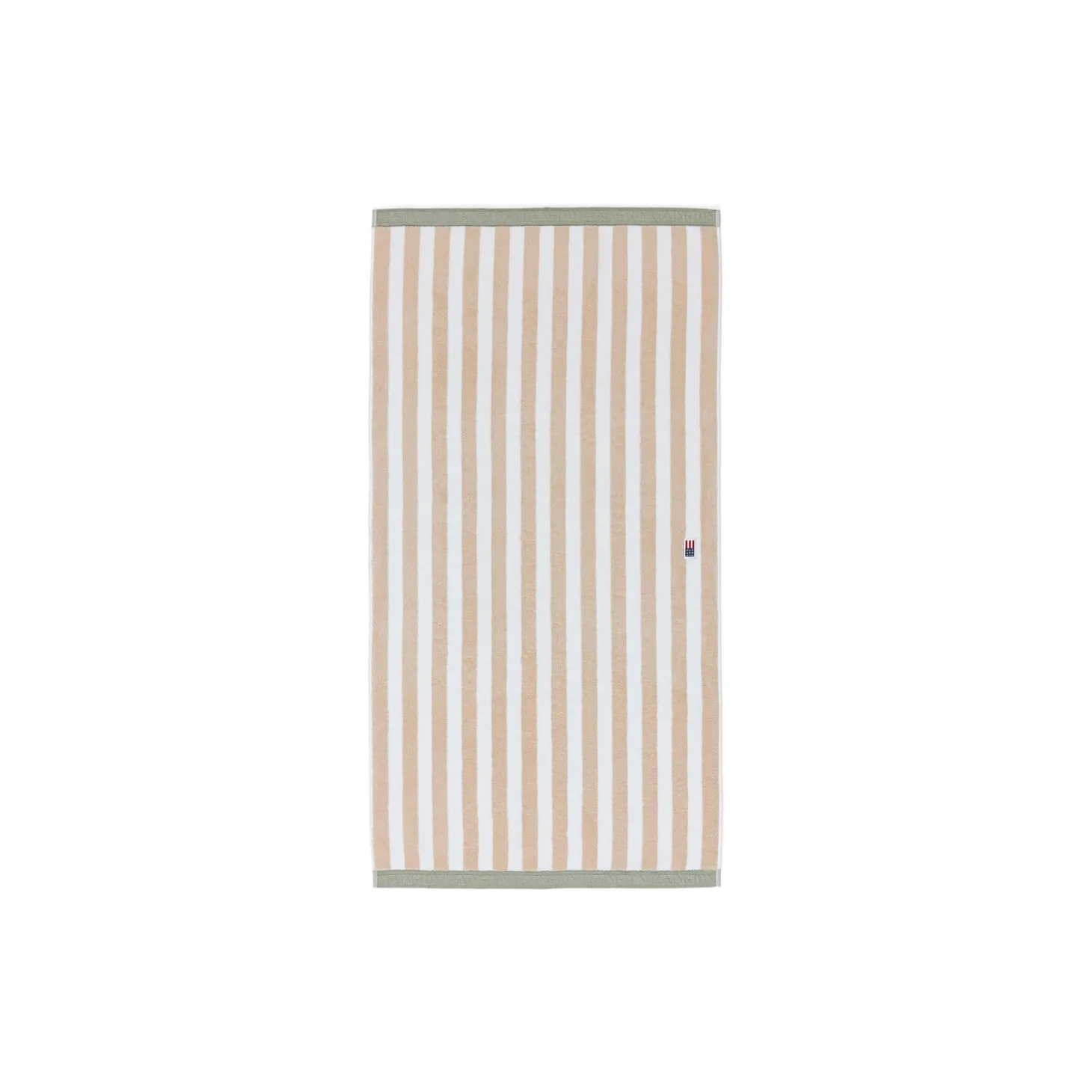 Block Striped Towel, moonbeam/white/vintage green