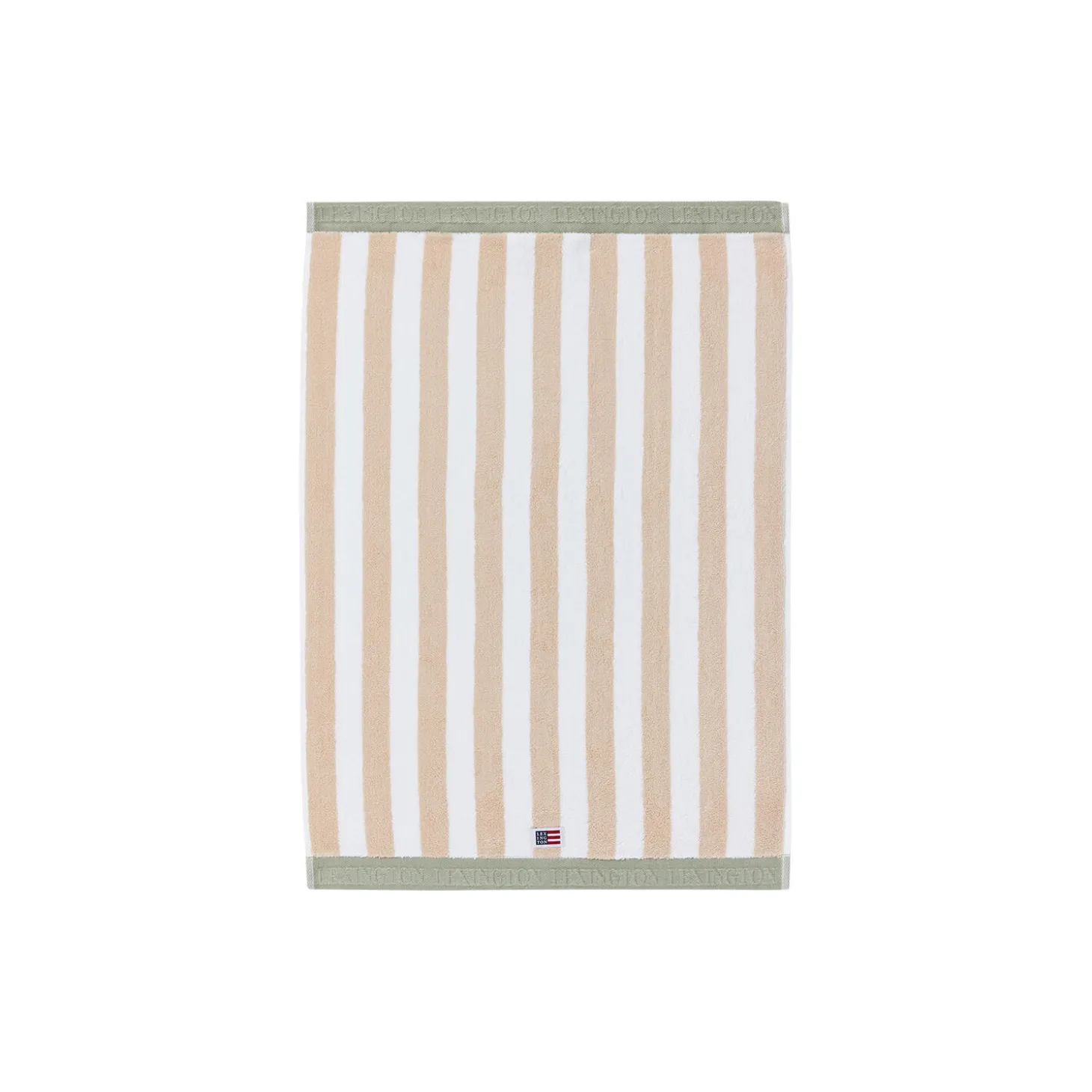 Block Striped Towel, moonbeam/white/vintage green