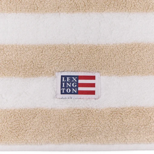 Block Striped Towel, moonbeam/white/vintage green