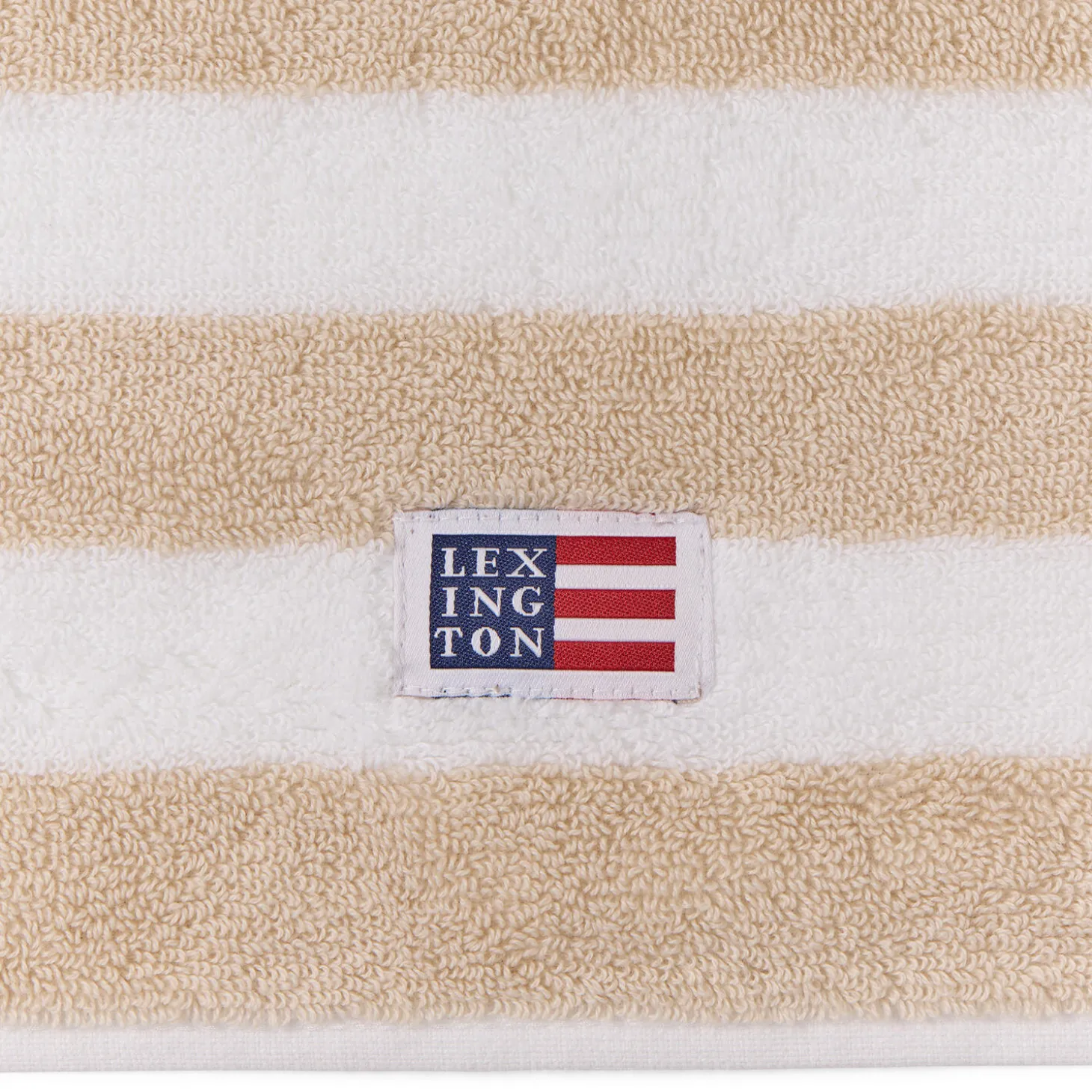 Block Striped Towel, moonbeam/white/vintage green