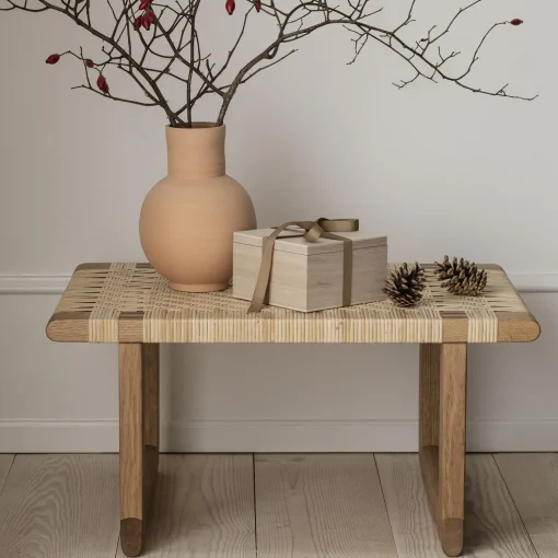 BM0488S Table Bench bord, olieret eg/rattan