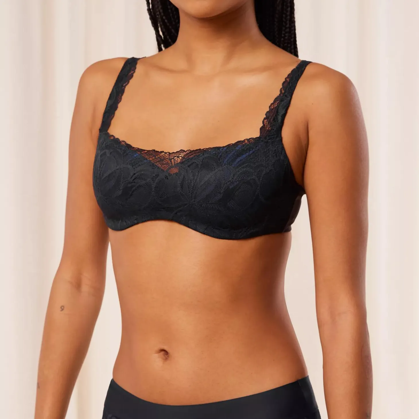 Body Make-Up Illusion Lace Balconette Bra, black