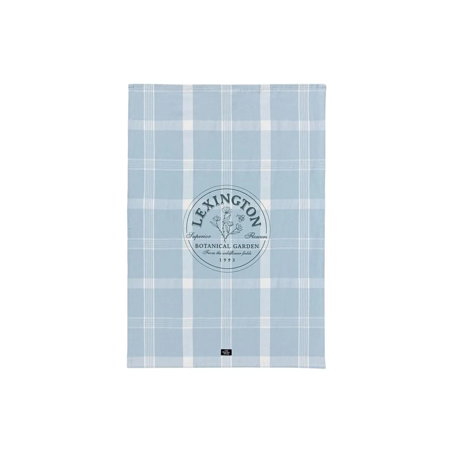 Botanical Checked Organic Cotton Kitchen Towel, blue/white