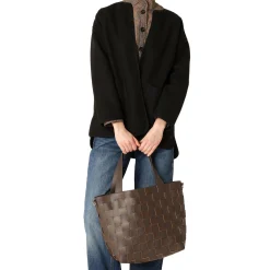 Braided Cross-Body Shopper, chocolate brown