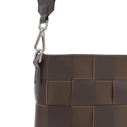 Braided Squared Cross-Body, chocolate brown