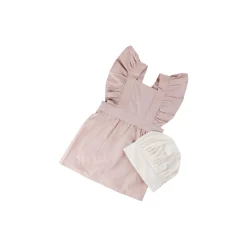 Børneforklæde m/kokkehue, dusty pink/classic white