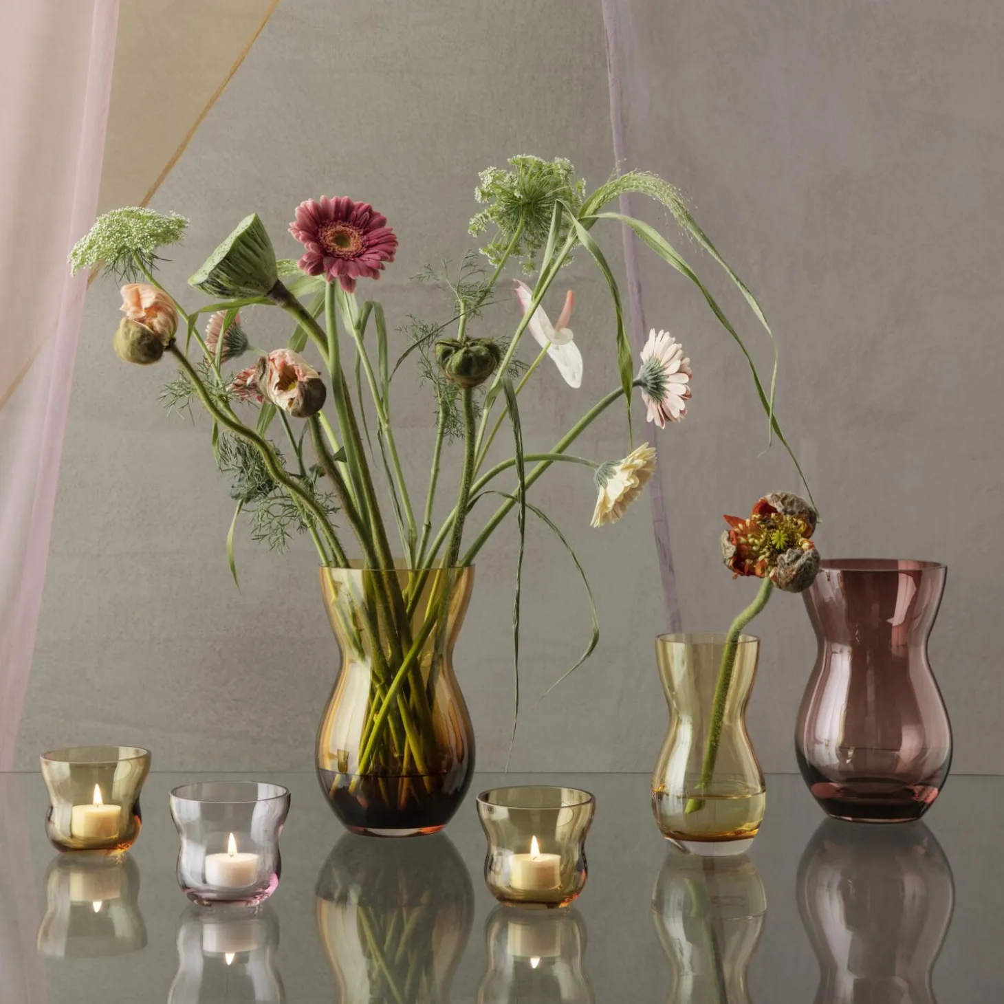 Calabas duo vase, burgundy/amber