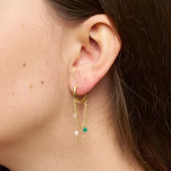Cammi Hoops med kæder, multifarvet sten