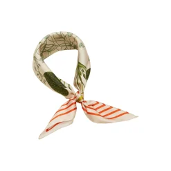 Candy Striped Blossom silketørklæde, sand/orange red
