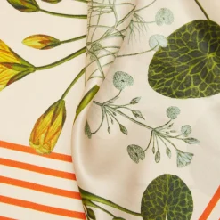 Candy Striped Blossom silketørklæde, sand/orange red