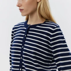 Cardigan, dark blue striped