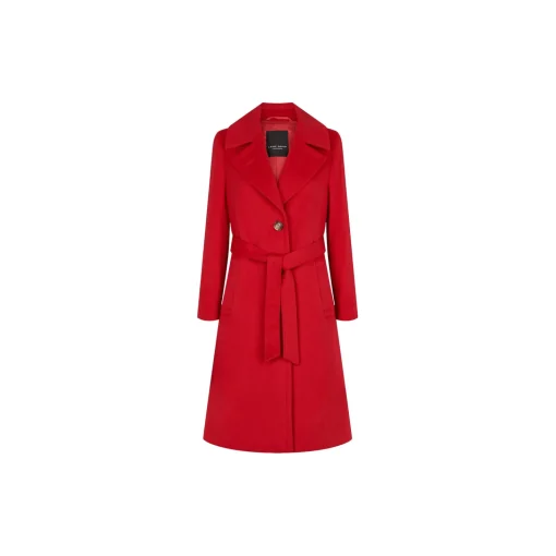 Cashmere Coat W Clareta Belt Midi, medium red