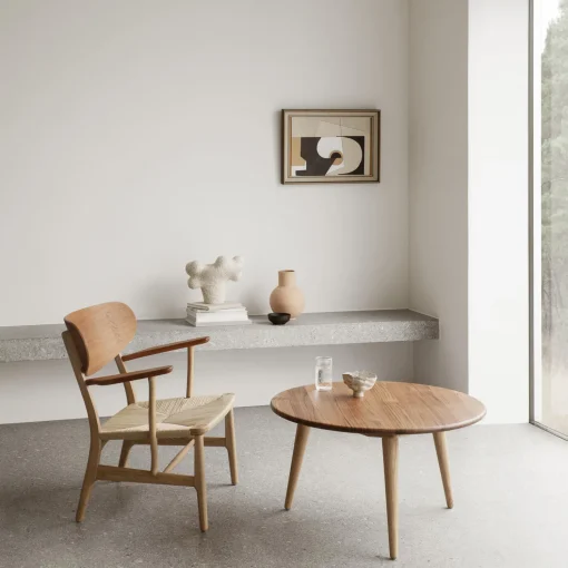 CH22 loungestol, olieret teak/eg/natur