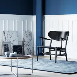 CH22 loungestol, sortlakeret eg/sort