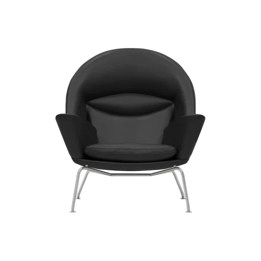 CH468 Oculus Chair loungestol, sort/rustfrit stål