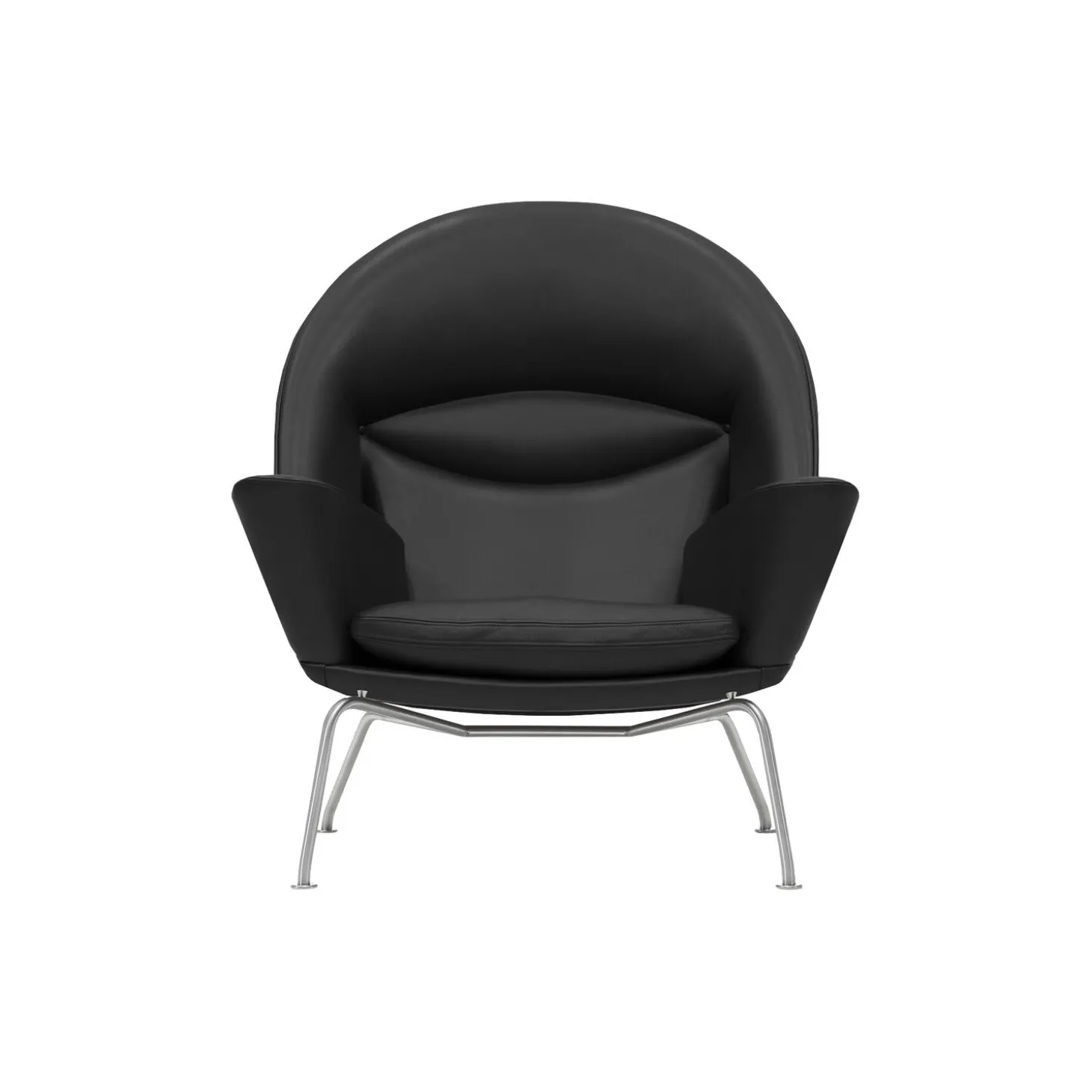 CH468 Oculus Chair loungestol, sort/rustfrit stål