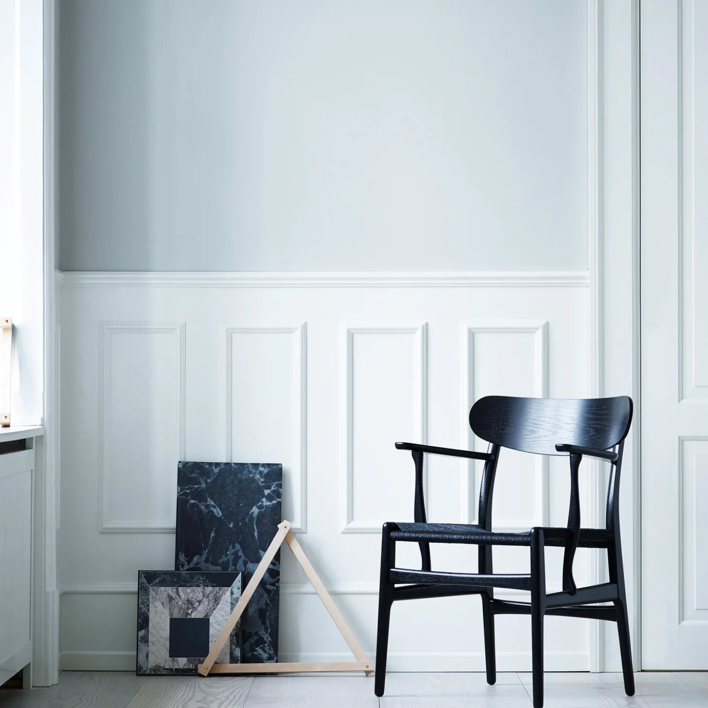 CH26 spisebordsstol, sortlakeret eg/sort